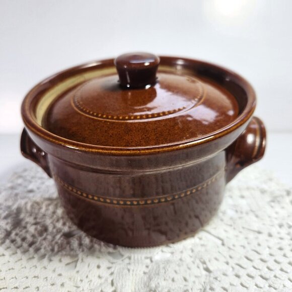 Pearsons Of Chesterfield Vintage Stoneware Bean Pot 1 Pint Brown Made In England - Picture 9 of 11